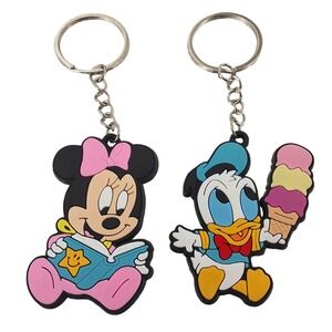Disney Baby Minnie Mouse & Donald Duck Keychain Charm Fob Set of 2